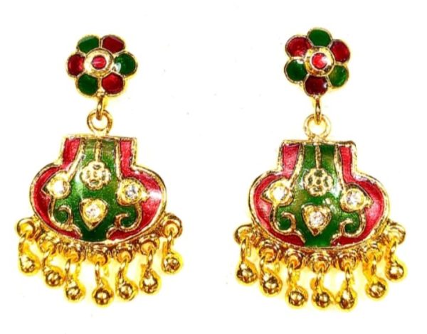 Pucca Minakari Earrings from Lucknow - Red