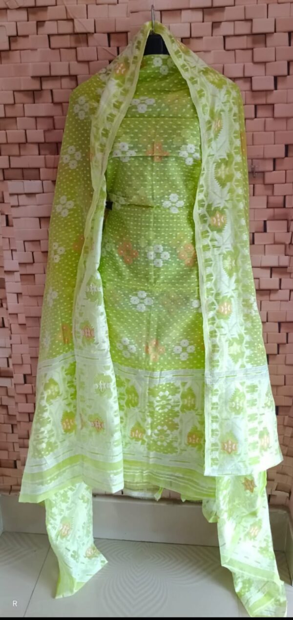 Bengal Weave Jamdani Top & Dopatta Set: Fast Colour & Superb Quality