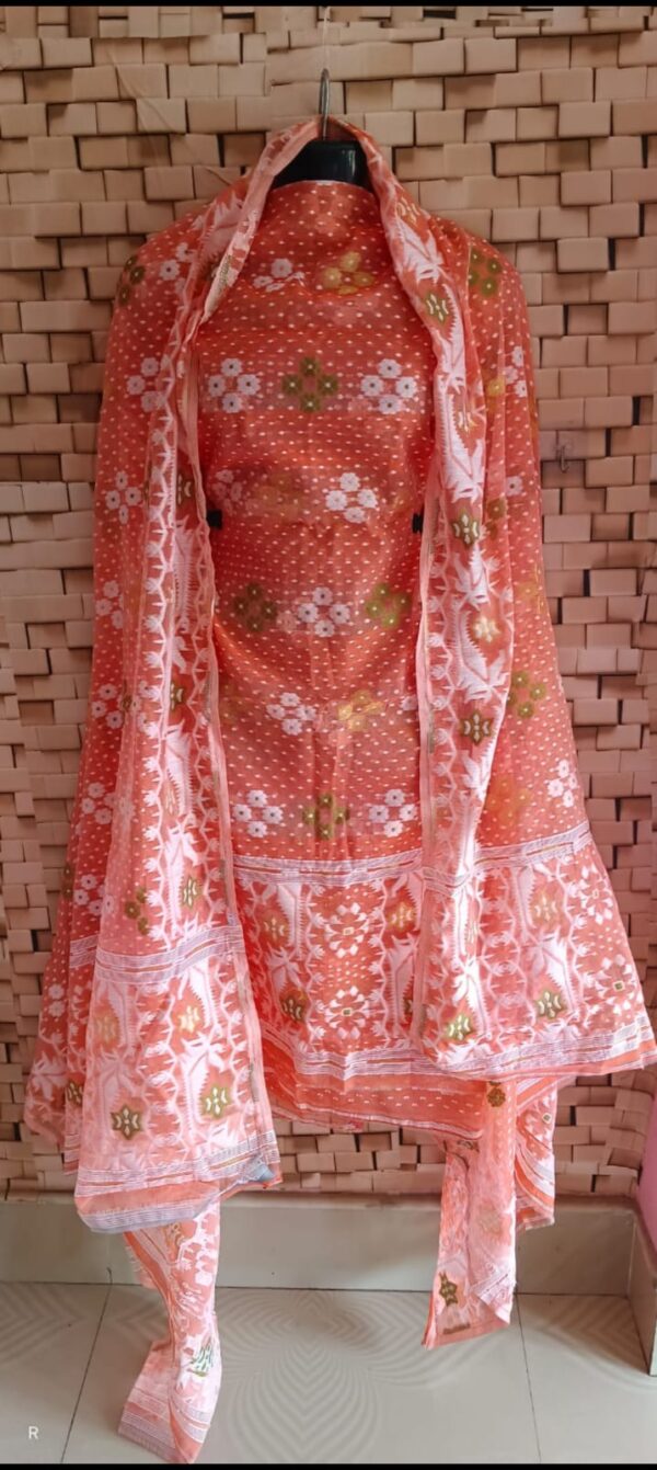 Bengal Weave Jamdani Top & Dopatta Set: Fast Colour & Superb Quality