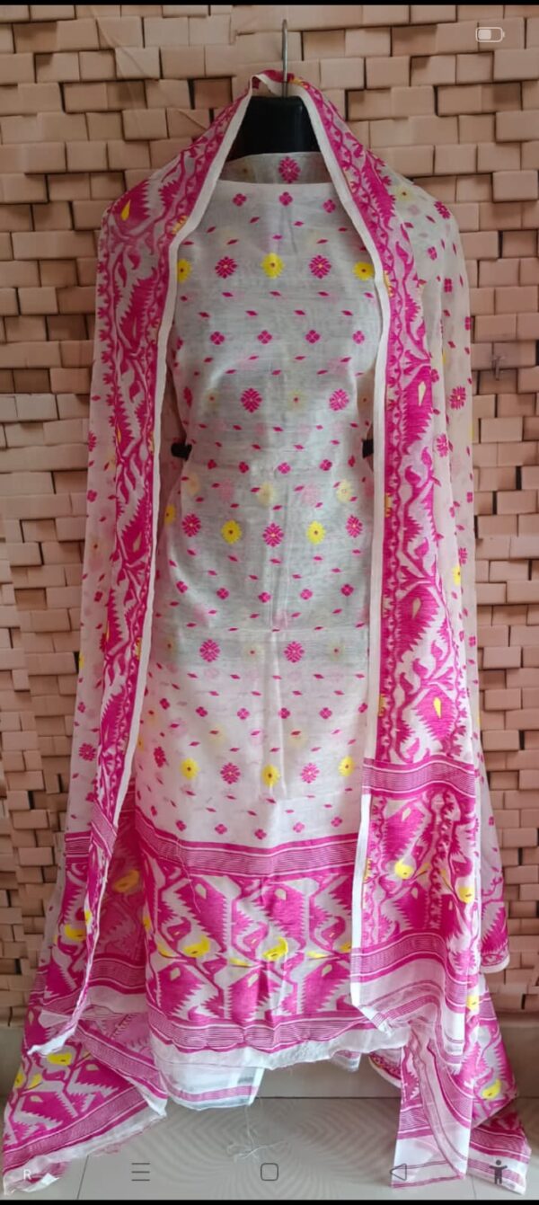 Bengal Weave Jamdani Top & Dopatta Set: Fast Colour & Superb Quality