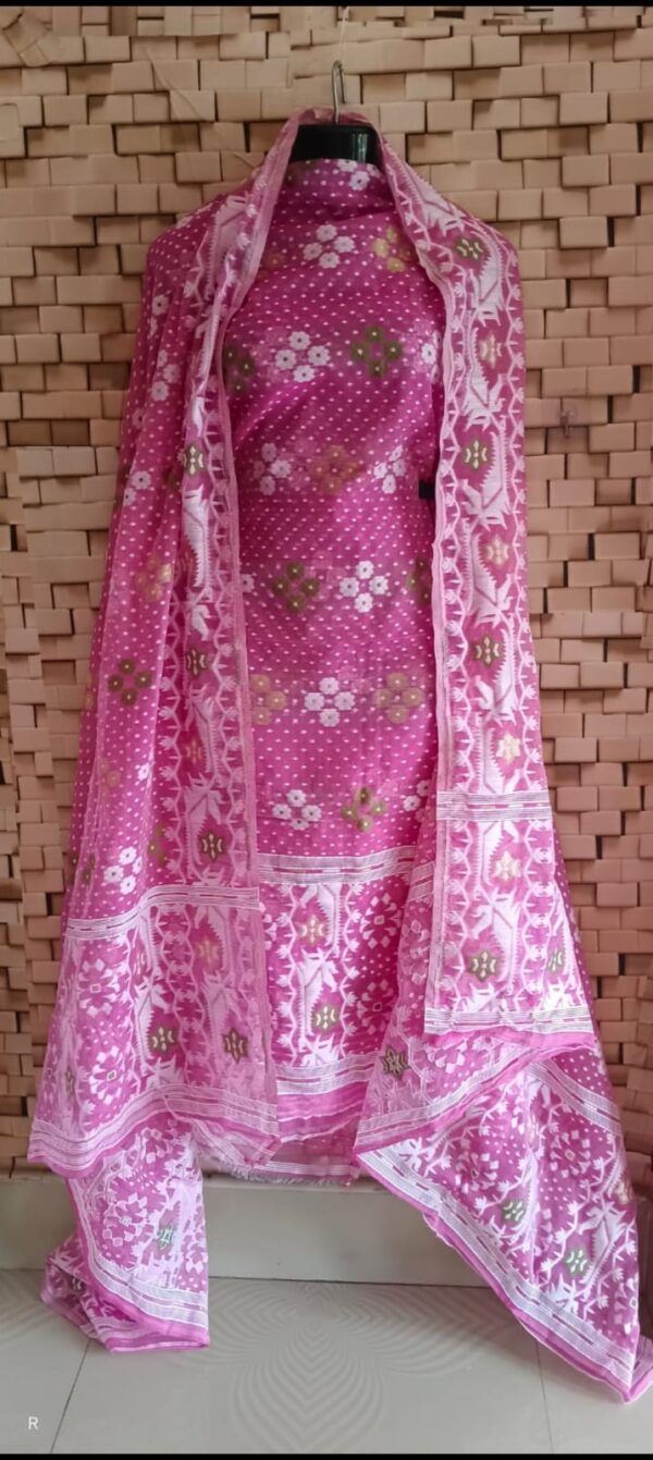 Bengal Weave Jamdani Top & Dopatta Set: Fast Colour & Superb Quality