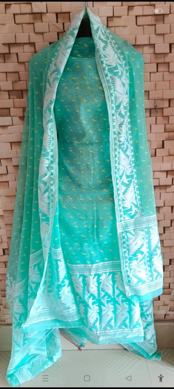 Bengal Weave Jamdani Top & Dopatta Set: Fast Colour & Superb Quality