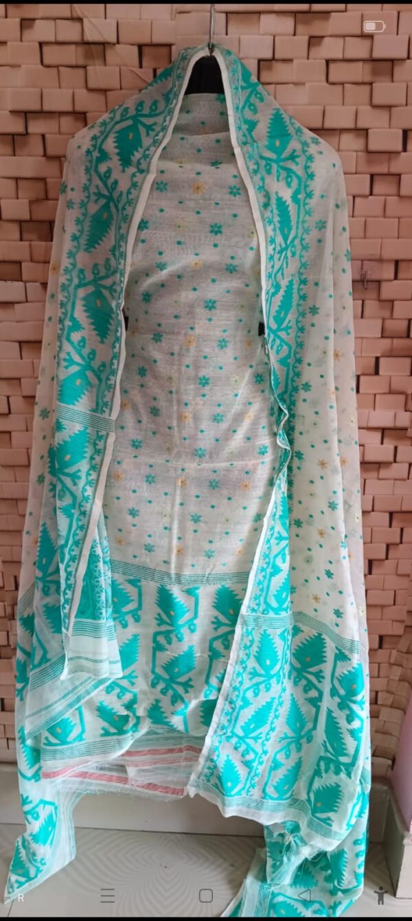 Bengal Weave Jamdani Top & Dopatta Set: Fast Colour & Superb Quality