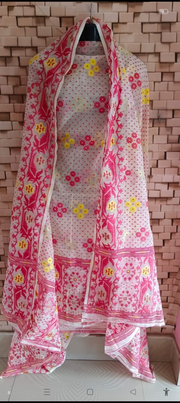 Bengal Weave Jamdani Top & Dopatta Set: Fast Colour & Superb Quality