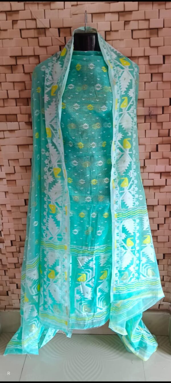 Bengal Weave Jamdani Top & Dopatta Set: Fast Colour & Superb Quality