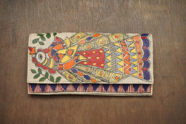 LADY'S CLUTCH BAG VAIDEHI HAND PAINTED SIZE :- 9.5" x 5"  MATERIAL:- JUTE