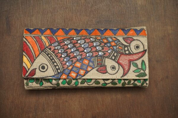 Vaidehi Hand Painted Clutch Bag MATERIAL:-JUTE SIZE:-9.5"x5"