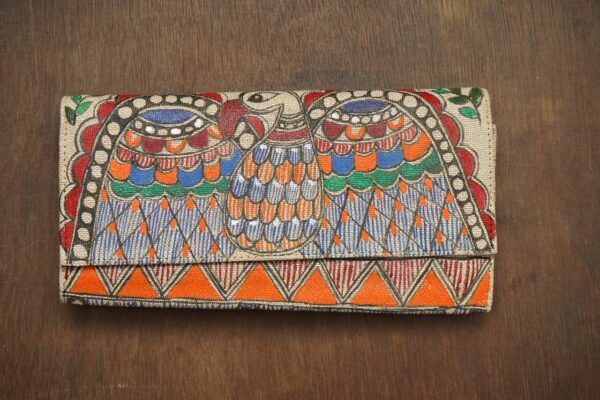 VAIDEHI HAND PAINTED CLUTCH BAG MATERIAL -RAW SILK SIZE-11"x 5"