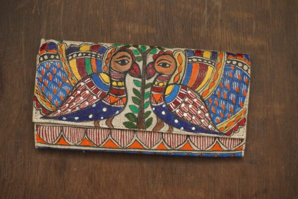 VAIDEHI HAND PAINTED CLUTCH BAG METERIAL -JUTE SIZE -9.5"x 5"